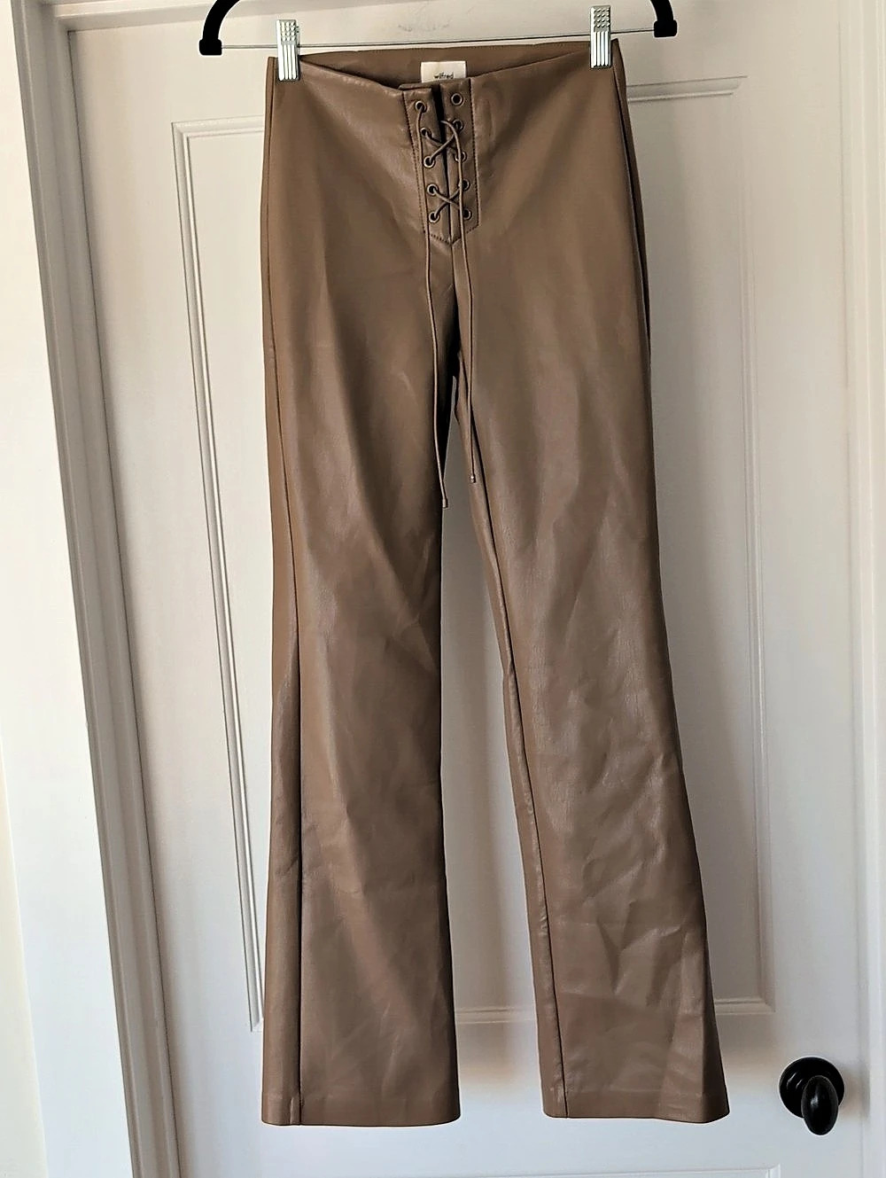Wilfred Elementary Pant Faux Leather Lace-Up Straight Leg Pants Size 0